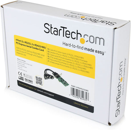 StarTech.com 4 Port PCI Express PCIe Serial Combo Card with Breakout Cable - 2 x RS232 2 x RS422 / RS485 - Dual Profile (PEX4S232485)