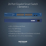 NETGEAR 26-Port Gigabit Ethernet Smart Switch (GS724Tv4) - Managed, with 24 x 1G, 2 x 1G SFP, Desktop or Rackmount, and Limited Lifetime Protection 24 port | 2xSFP
