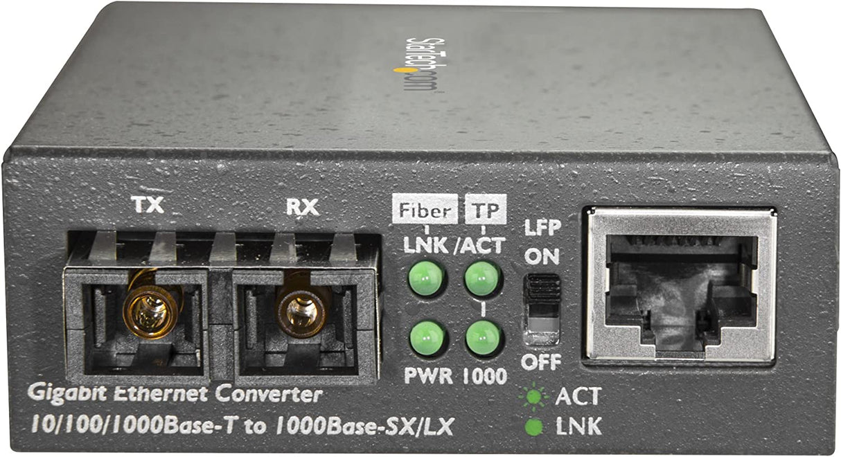 StarTech.com Multimode (MM) SC Fiber Media Converter for 10/100/1000 Network - 550m Range - Gigabit Ethernet - 850nm - Full Duplex (MCMGBSCMM055) No Chassis Mount 550m | Gigabit
