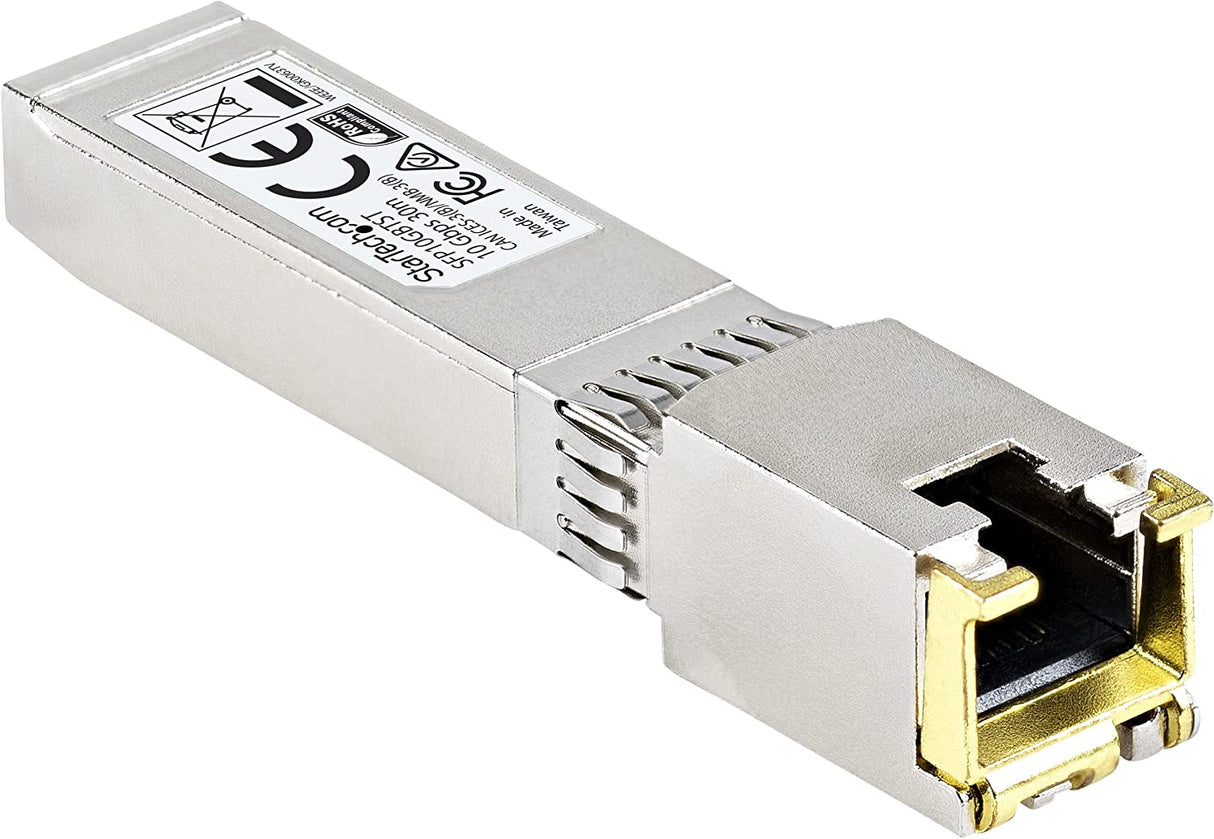 StarTech.com MSA Uncoded Compatible SFP+ Module - 10GBASE-T - SFP to RJ45 Cat6/Cat5e - 10GE Gigabit Ethernet SFP+ - RJ-45 30m -(SFP10GBTST) 10GBase-T Single