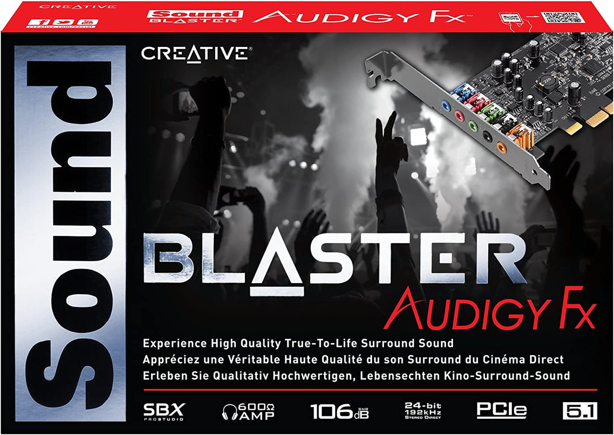 Creative Sound Blaster Audigy FX PCIe 5.1 Sound Card with High Performance Headphone Amp 5.1 Channel Surround Sound