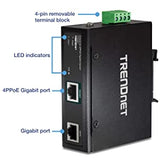 TRENDnet Hardened Industrial 90W Gigabit 4Ppoe Injector,4-Pair Power Over Ethernet, Poe(15.4W), Poe+(30W), 4Ppoe(90W)Power, IP30, DIN-Rail/Wall Mount Included, 4-Pair Poe Up to 100M (328 ft.),TI-IG90 90W 4PPoE Injector