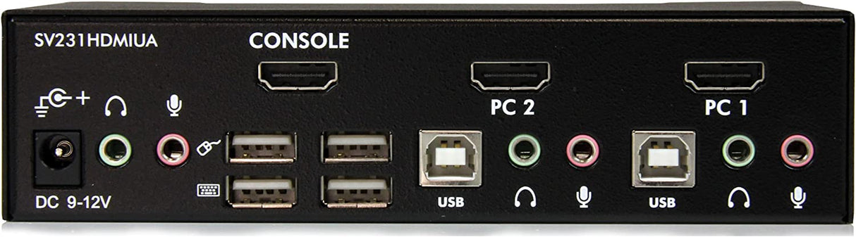 StarTech.com 2 Port USB HDMI KVM Switch with Audio and USB 2.0 Hub - 1080p (1920 x 1200), Hotkey Support - Dual Port Keyboard Video Monitor Switch (SV231HDMIUA) 2 Port | 1 Monitor USB 2.0