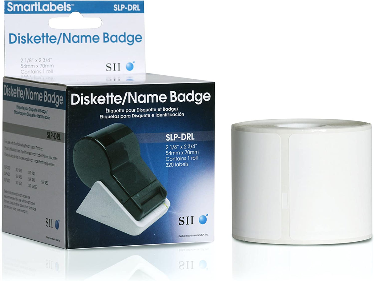 Seiko Instruments Diskette Labels for Smart Label Printers (SLP-DRL),White