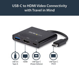 StarTech.com USB-C to HDMI Adapter - 4K 30Hz - Thunderbolt 3 Compatible - with Power Delivery (USB PD) - USB C Adapter Converter (CDP2HDUACP) 1x USB-A 3.0 | HDMI