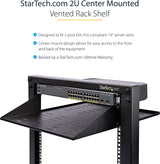StarTech.com 2-Post Server Rack Shelf - Center Mount - 19 Inch -2U - Black - Supports up to 75 lb. (34 kg) - Vented (CABSHF2POSTV2)