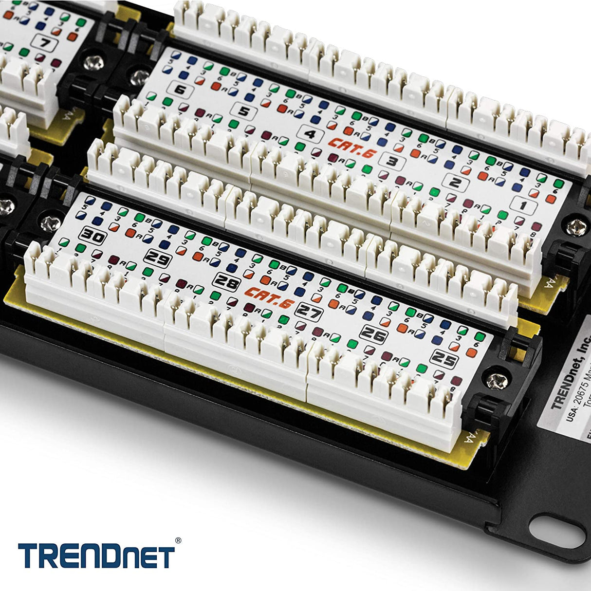 TRENDnet 48-Port Cat6 Unshielded Patch Panel, Wallmount or Rackmount, Compatible with Cat3,4,5,5e,6 Cabling, for Ethernet, Fast Ethernet, Gigabit Applications, Black, TC-P48C6 48 Port