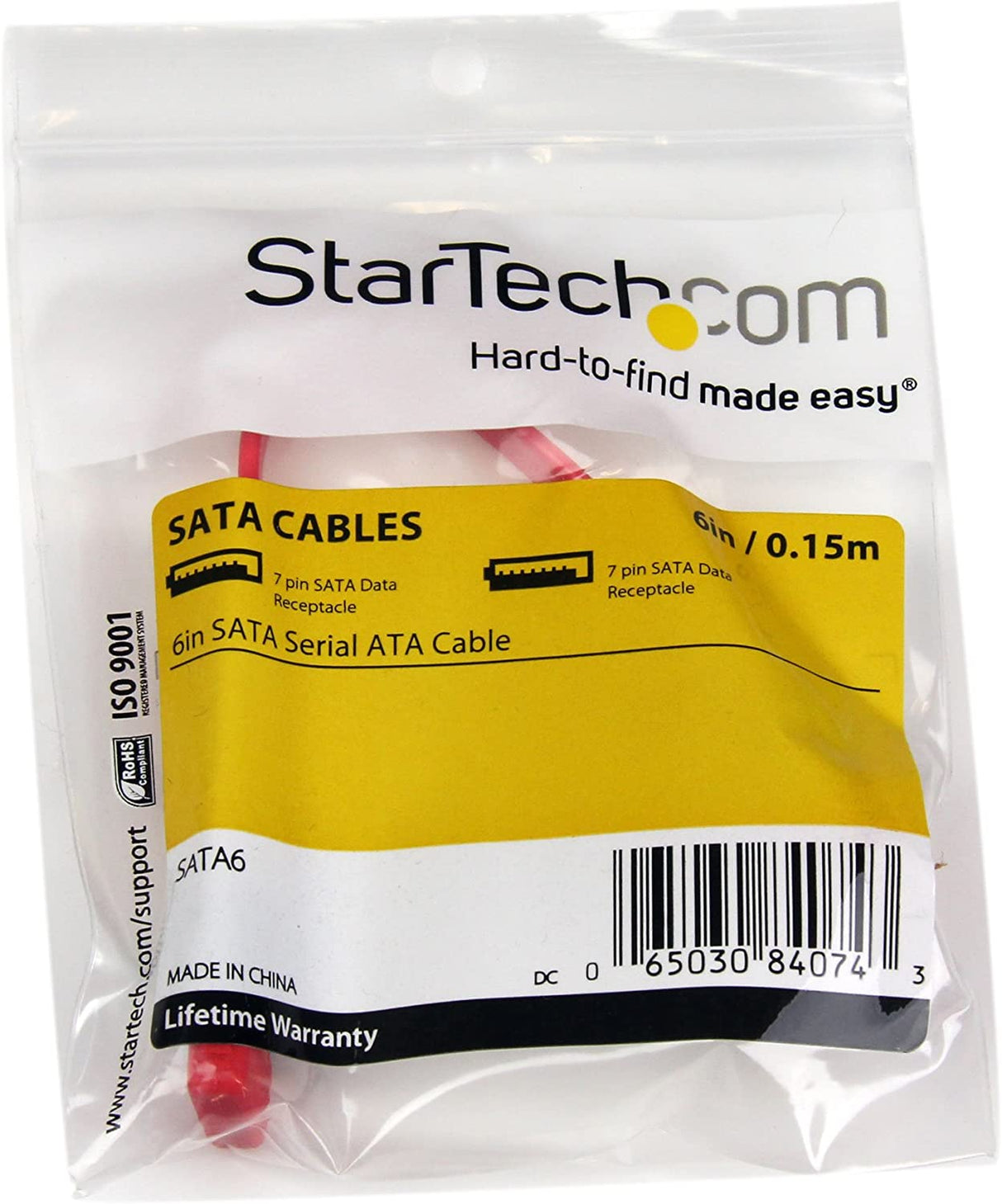 StarTech.com 6in SATA Serial ATA Cable - SATA cable - Serial ATA 150/300 - SATA (F) to SATA (F) - 5.9 in - red - SATA6