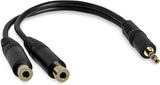 StarTech.com 6 in. 3.5mm Audio Splitter Cable - Stereo Splitter Cable - Gold Terminals - 3.5mm Male to 2x 3.5mm Female - Headphone Splitter (MUY1MFF),Black Standard Cable Black