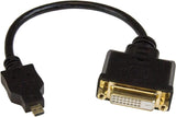 StarTech.com 8in Micro HDMI to DVI-D Adapter M/F - 8in Micro HDMI to DVI Cable - Connect a Micro HDMI phone or laptop to a DVI-D display (HDDDVIMF8IN),Black 8in - M/F Micro HDMI to DVI