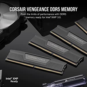CORSAIR VENGEANCE DDR5 64GB (2x32GB) DDR5 5600 MHz(PC5-41600) C40 1.25V Intel XMP Memory - Black Black 64GB (2x32GB) 5600 MHz