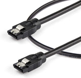 StarTech.com 12 Inch (30cm) Round SATA Cable - Latching Connectors - 6Gbs SATA Data Cord - SATA Hard Drive Power Cable - Black (SATRD30CM)