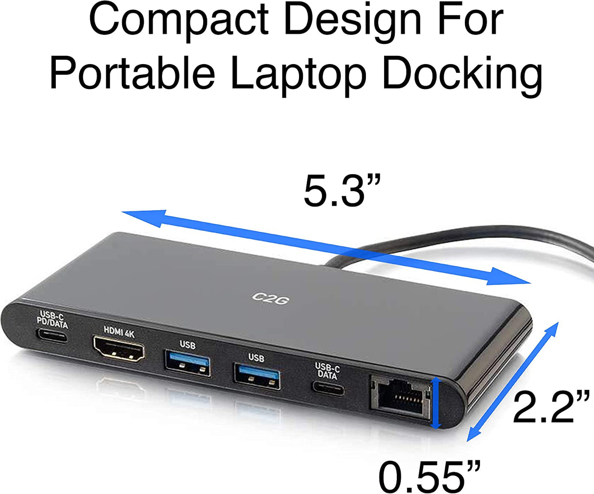 C2g/ cables to go C2G Docking Station, USB C Docking Station, 4K Docking Station, Compatible with USB-C &amp; Thunderbolt 3 Laptops, Black, Cables to Go 28845