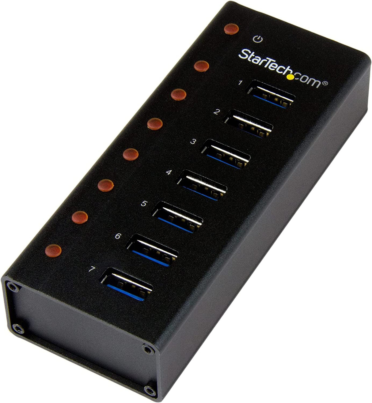 StarTech.com 7 Port USB 3.0 Hub (5 Gbps) - Metal Enclosure - Desktop or Wall Mountable - Rugged &amp; industrial Powered USB Expander and Splitter Hub (ST7300U3M) Black (Metal) Mountable Cable