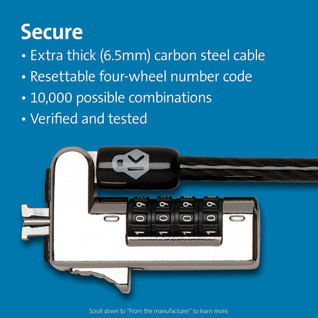 Kensington Slim NanoSaver Combination Ultra Cable Lock for Nano Slot (K60629WW)