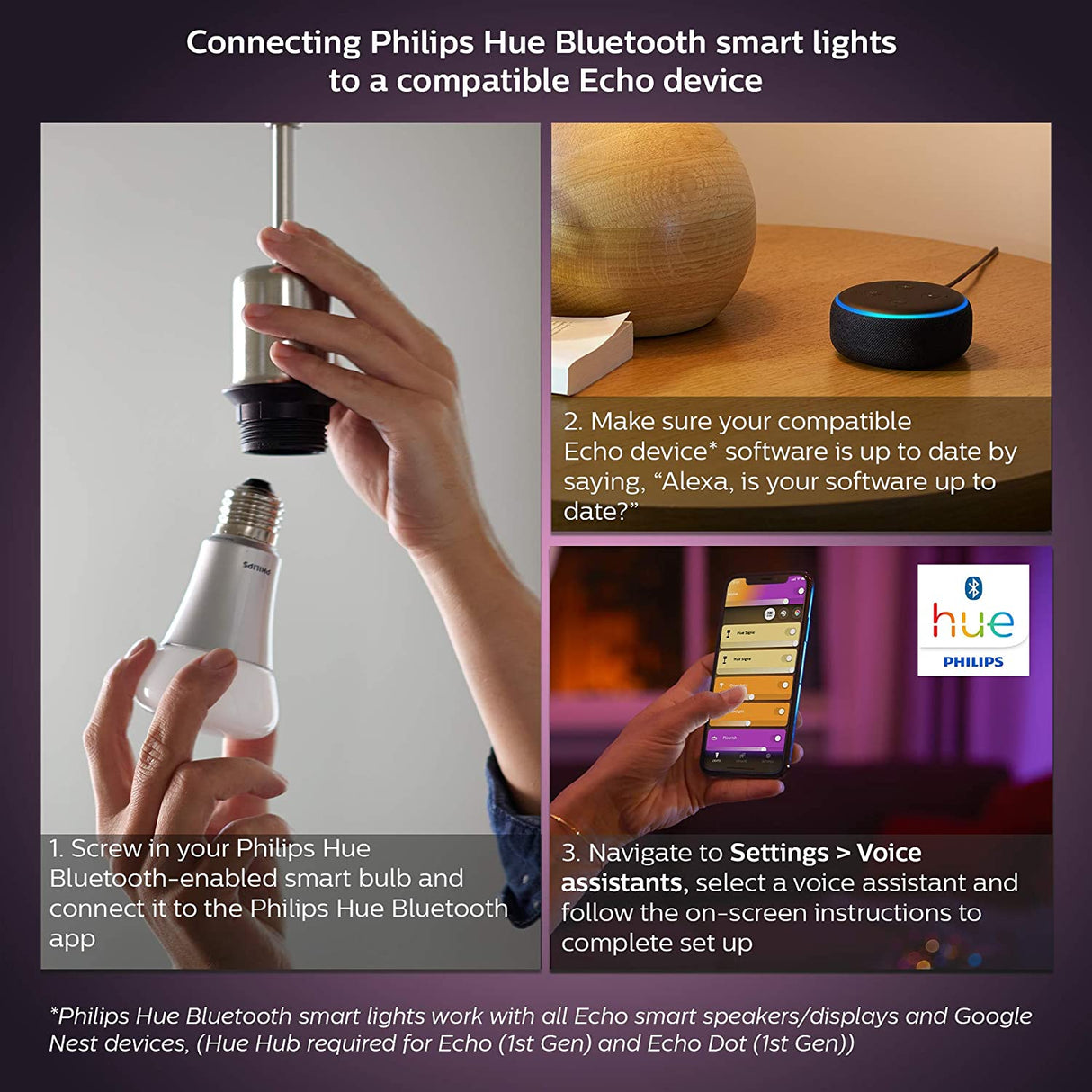 Philips Hue White &amp; Color E12 LED Candle Light Bulb, Bluetooth &amp; Zigbee Compatible (Hue Hub Optional), Works with Alexa &amp; Google Assistant 1 Count (Pack of 1) White and Color Ambiance (16 Million Colors)
