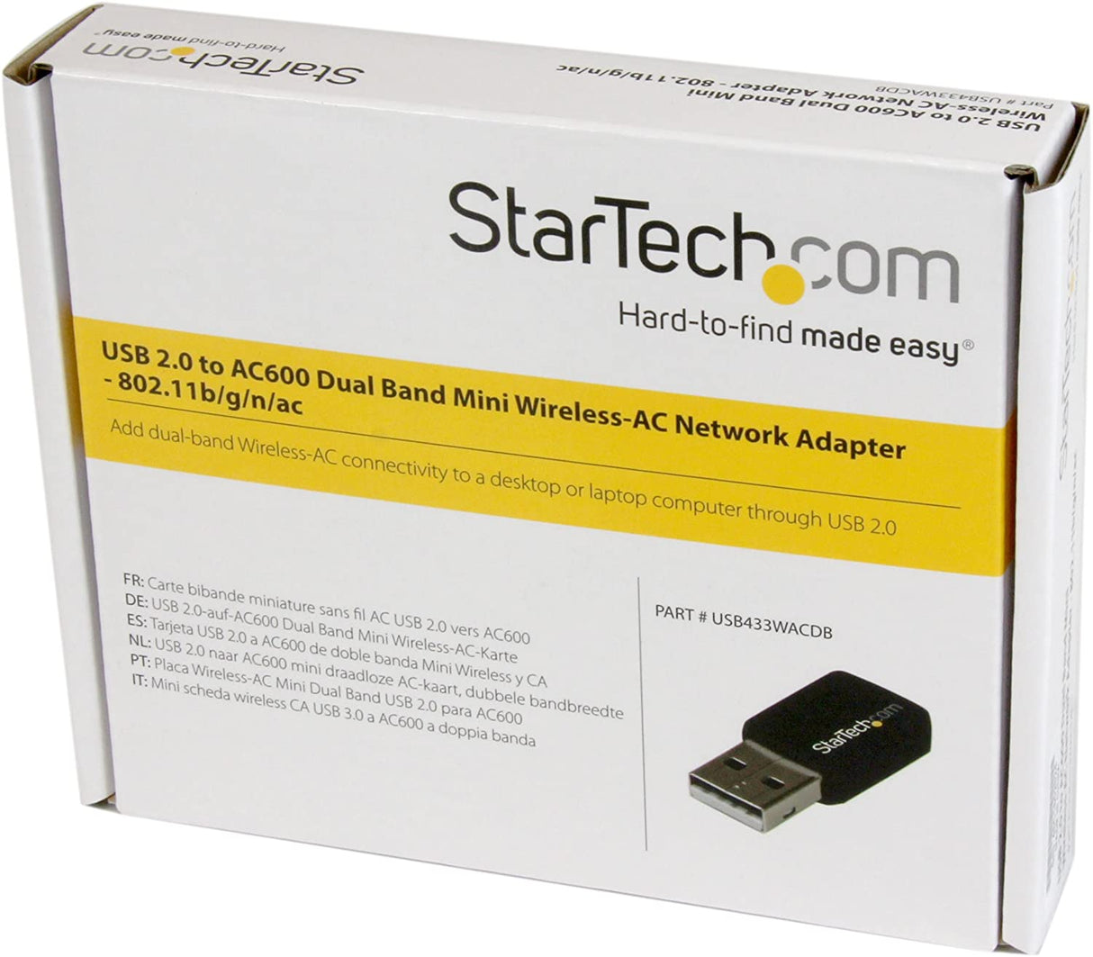 StarTech.com USB 2.0 AC600 Mini Dual Band Wireless-AC Network Adapter - 1T1R 802.11ac WiFi Adapter - 2.4GHz / 5GHz USB Wireless (USB433WACDB), Black