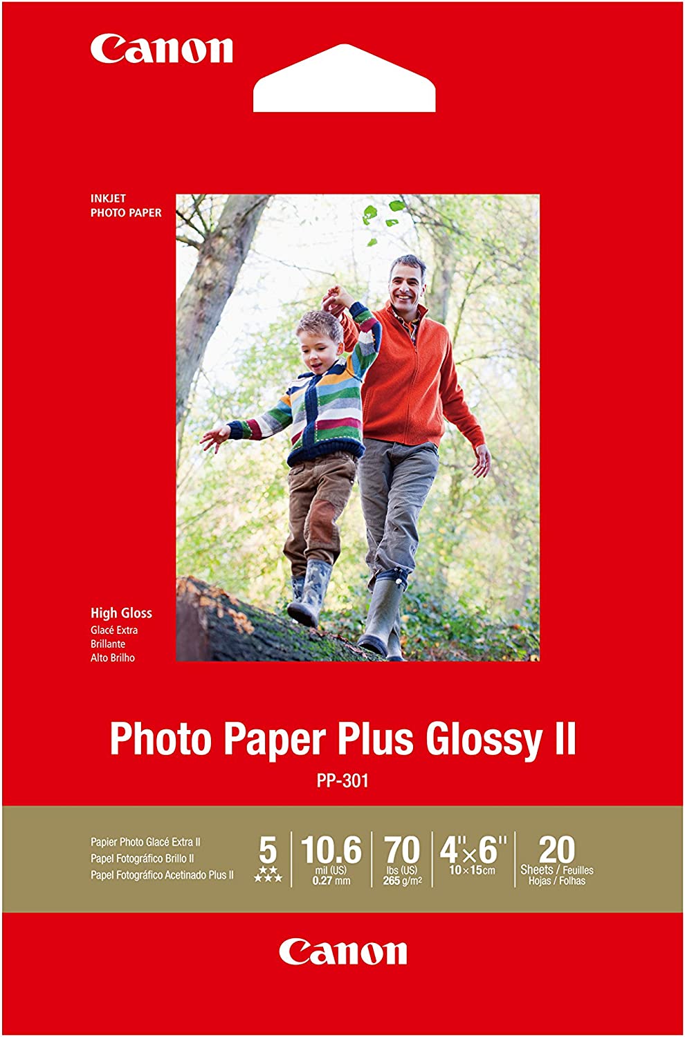 Canon PP-301 4-Inch x 6-Inch Photo Paper Plus Glossy (20 Sheets/Package) 4"x6" 20 Sheets