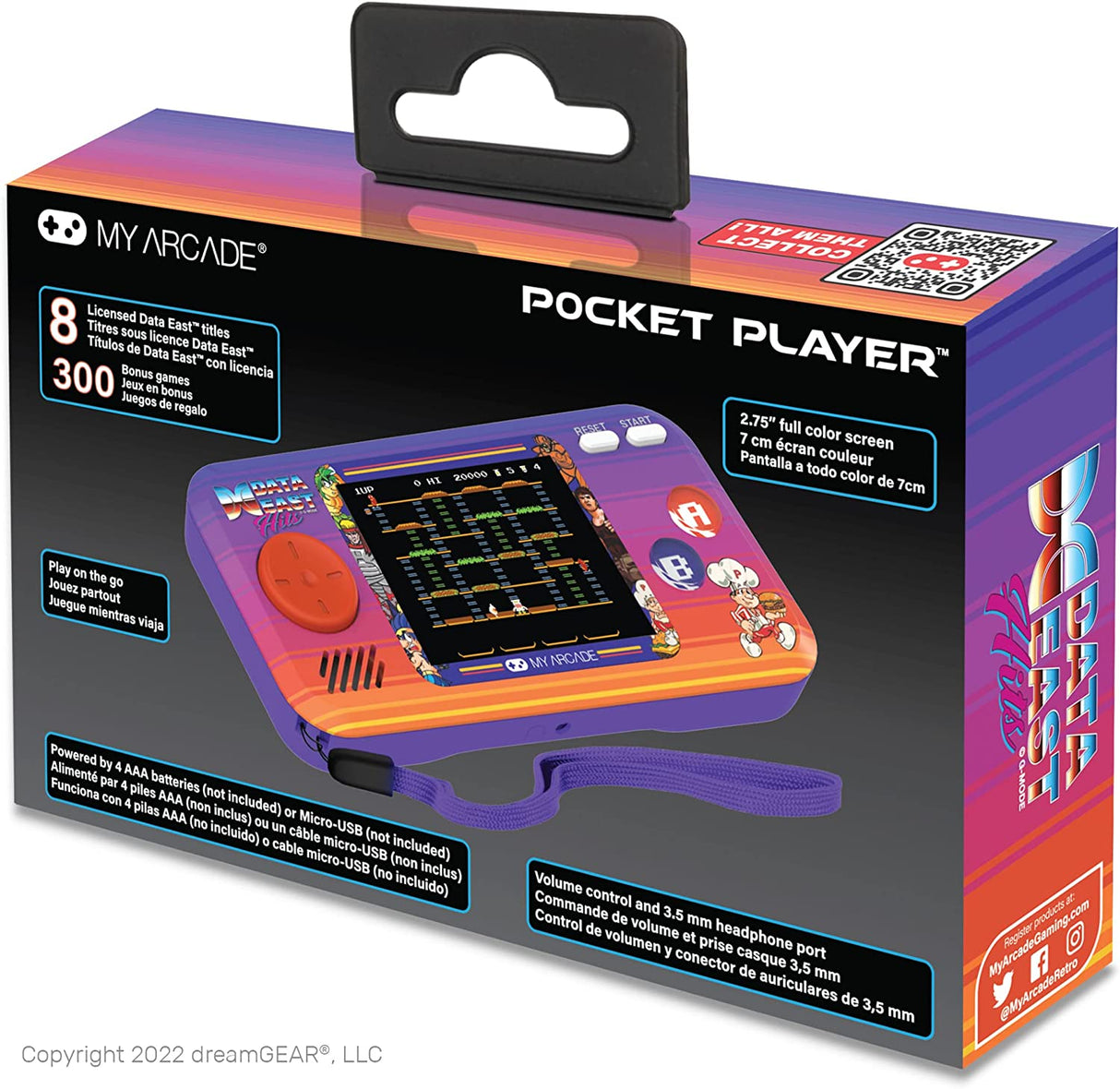 My Arcade Data East Pocket Player: Portable Gaming System with 308 Preloaded Retro Games, 2.75" Color Screen, Speakers (DGUNL-4127)