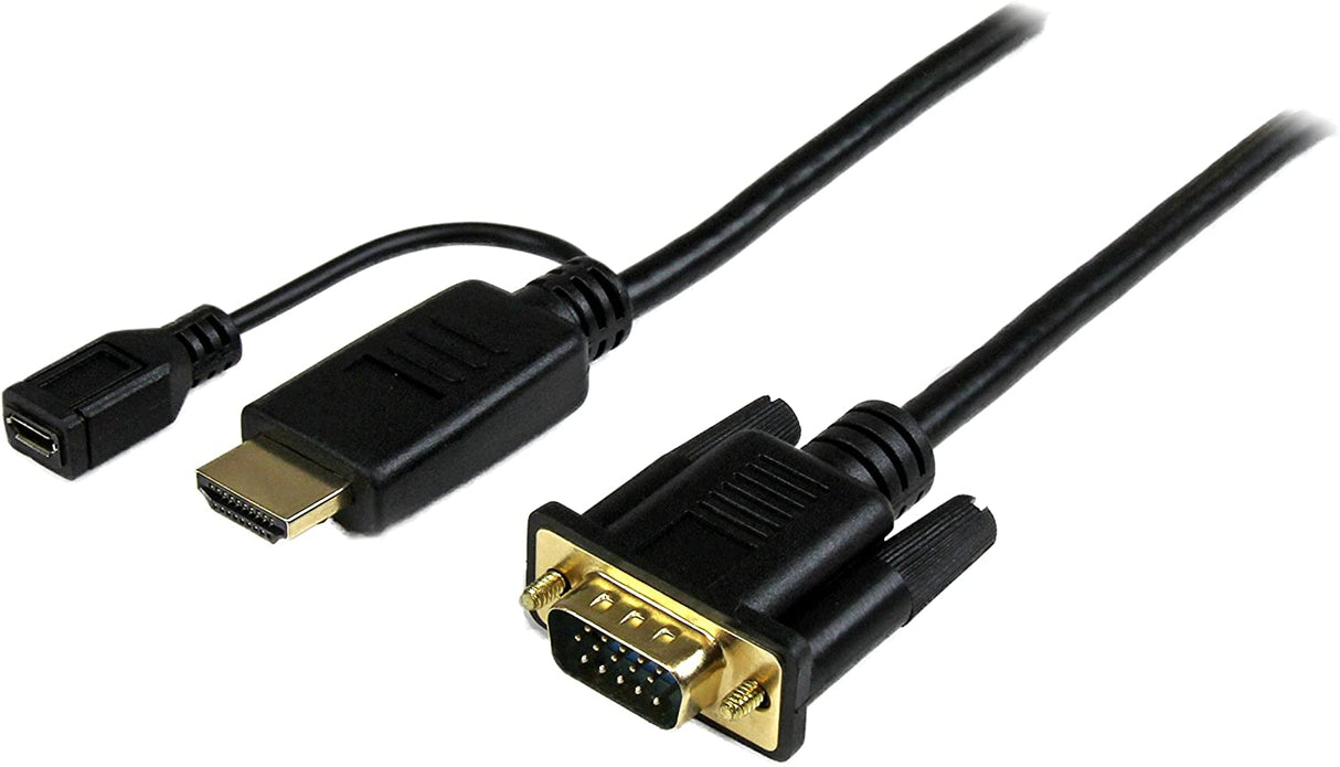 StarTech.com HDMI to VGA Cable - 10 ft / 3m - 1080p - 1920 x 1200 - Active HDMI Cable - Monitor Cable - Computer Cable (HD2VGAMM10) HDMI to VGA Cable - 10ft / 3m Cable
