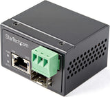 StarTech.com PoE+ Industrial Fiber to Ethernet Media Converter 30W - SFP to RJ45 - Singlemode/Multimode Fiber to Copper Gigabit Ethernet - Mini/Compact Size - IP-30/ -40 to +75C (IMC1GSFP30W)