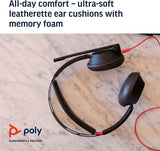Poly - Blackwire 5220 USB-A Headset (Plantronics) - Wired, Dual Ear (Stereo) Computer Headset with Boom Mic - USB-A, 3.5 mm to connect to your PC, Mac, Tablet and/or Cell Phone Standard Packaging