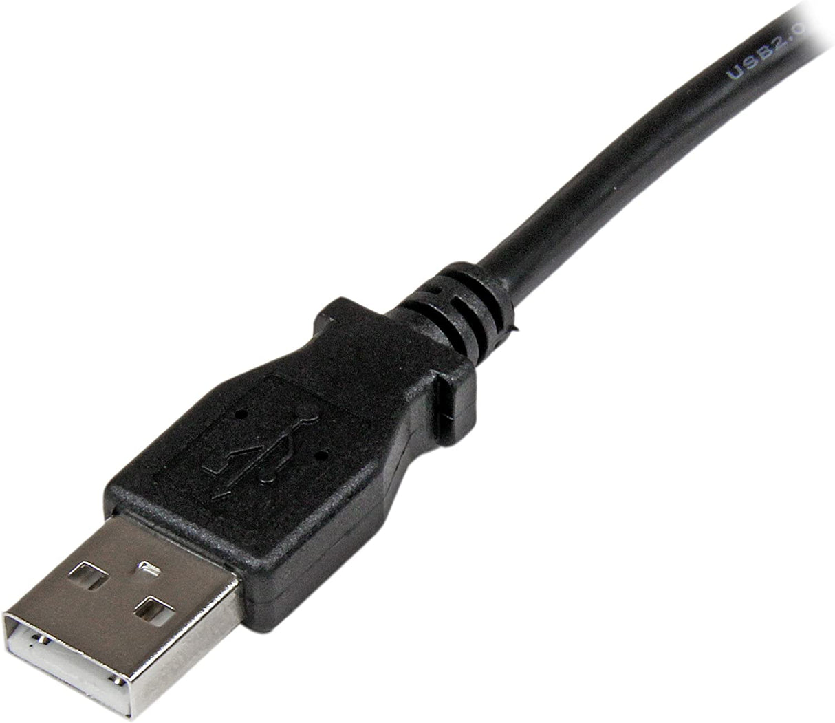 StarTech.com 2m USB 2.0 A to Left Angle B Cable Cord - 2 m USB Printer Cable - Left Angle USB B Cable - 1x USB A (M), 1x USB B (M) (USBAB2ML),Black Left Angled Connector 6 ft / 2m