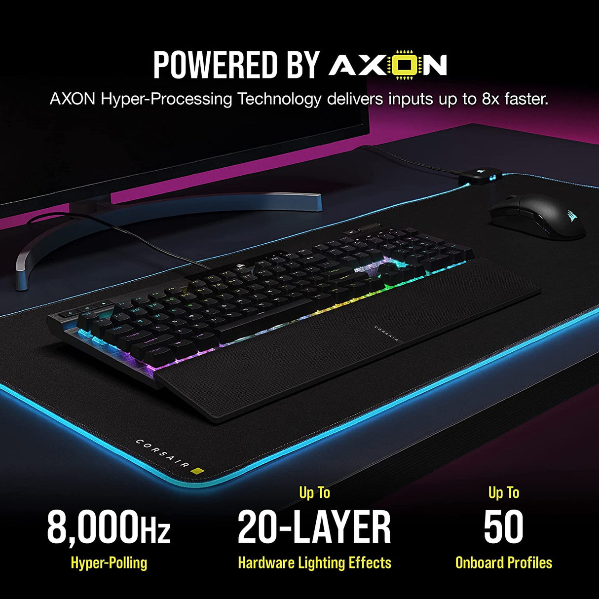 Corsair K70 RGB PRO Wired Mechanical Gaming Keyboard (CHERRY MX RGB Speed Switches: Linear and Rapid, 8,000Hz Hyper-Polling, PBT DOUBLE-SHOT PRO Keycaps, Soft-Touch Palm Rest) QWERTY, NA - Black RGB PRO (2022) MX SPEED- Fast