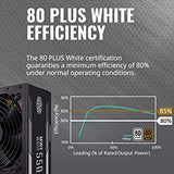 Coolermaster Cooler Master MWE White 550 80+ White 550W PSU with HDB Silent 120mm Fan, Single +12V Rail, Flat Black Cables White 550 MWE