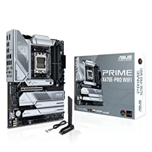 ASUS Prime X670E-PRO WiFi Socket AM5 (LGA 1718) Ryzen 7000 ATX Motherboard(PCIe® 5.0,DDR5,4X M.2 Slots, USB 3.2 Gen 2x2 Type-C®, USB4® Support, WiFi 6E, and 2.5G Ethernet)