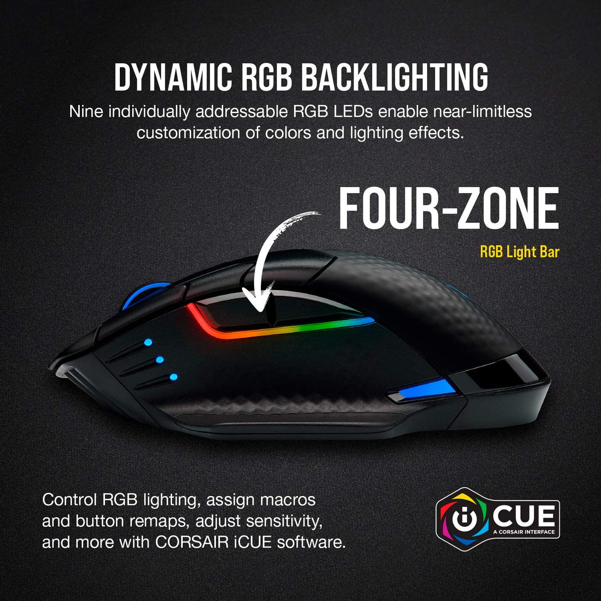 Corsair Dark Core RGB Pro, Wireless FPS/MOBA Gaming Mouse with SLIPSTREAM Technology, Black, Backlit RGB LED, 18000 DPI, Optical,CH-9315411-NA Standard Charging Gaming Mouse