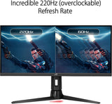 ASUS ROG Strix 29.5” 21:9 HDR Gaming Monitor (XG309CM) - WFHD (2560 x 1080), Fast IPS, 220Hz, 1ms, Extreme Low Motion Blur Sync, G-SYNC Compatible, Tripod socket for streaming, USB Type-C, KVM support