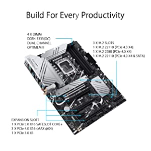 ASUS Prime Z790-P WiFi D4 LGA 1700(Intel® 12th&amp;13th Gen) ATX Motherboard (PCIe 5.0,DDR4,14+1DrMOS,3X M.2,WiFi 6, Bluetooth v5.2,2.5Gb LAN, Front Panel USB 3.2 Gen 2 USB Type-C®, Thunderbolt™ 4/USB4)