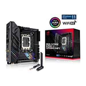 ASUS ROG Strix B760-I Gaming WiFi Intel® B760(13th and 12th Gen)LGA 1700 mini-ITX motherboard,8 + 1 power stages,DDR5 up to 7600 MT/s, PCIe 5.0,2xM.2 slots,WiFi 6E,USB 3.2 Gen 2x2 Type-C,Aura Sync RGB