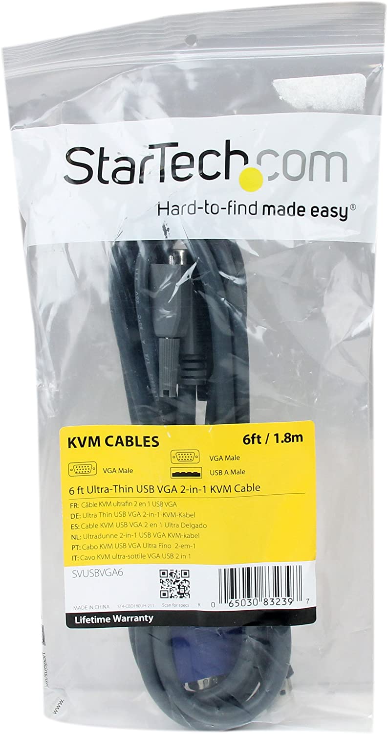 StarTech.com 6 ft Ultra-Thin USB VGA 2-in-1 KVM Cable (SVUSBVGA6) 6 ft / 2m