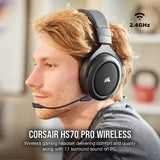 Corsair HS70 Pro Wireless Gaming Headset - 7.1 Surround Sound Headphones for PC, MacOS, PS5, PS4 - Discord Certified - 50mm Drivers – Carbon Carbon Pro Wireless Headset