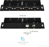 StarTech.com 4 Port USB to Serial RS232 Adapter - Wall Mount - Din Rail - COM Port Retention - FTDI USB to DB9 RS232 Hub (ICUSB2324I) 4 Port Industrial Adapter