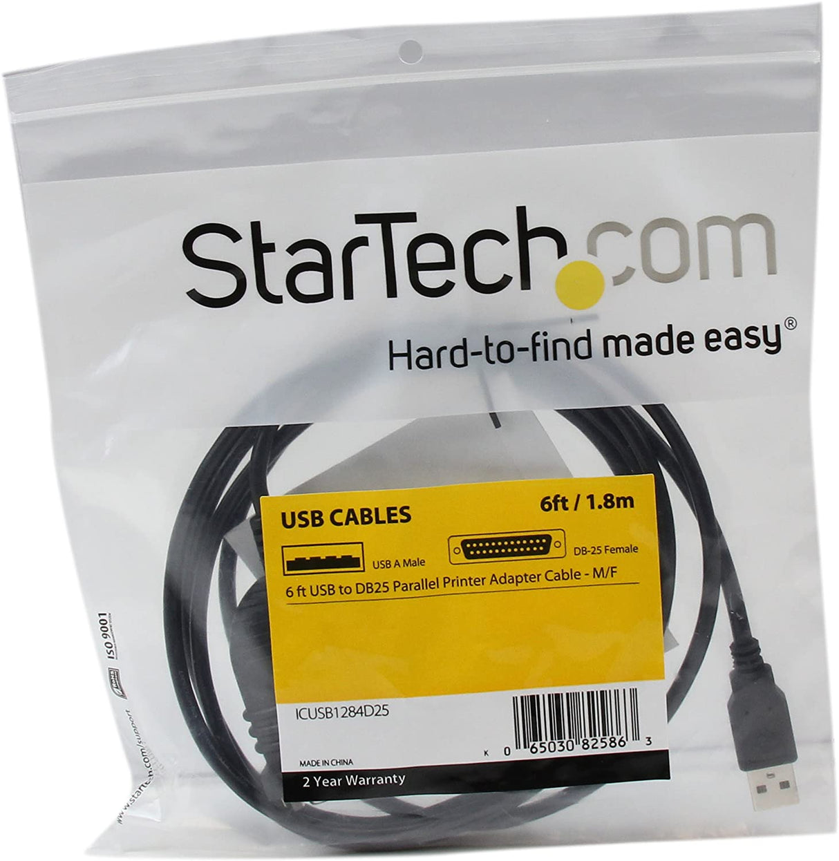 StarTech.com 6 ft / 2m USB to DB25 Parallel Printer Adapter Cable - 2 Meter USB to IEEE-1284 Printer Cable - USB A to DB25 M/F (ICUSB1284D25) USB to Parallel (DB25) 6ft
