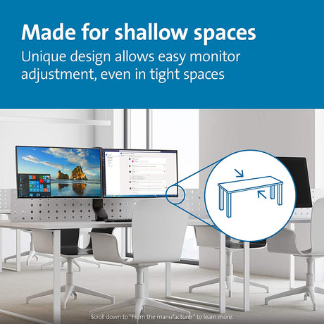 Kensington SmartFit® Space Saving Dual Monitor Arm (K55513WW) Dual Arm