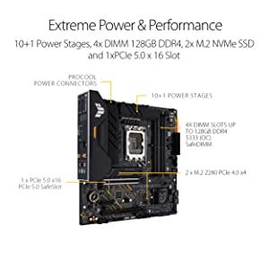 ASUS TUF Gaming B660M-PLUS WiFi D4 LGA 1700(Intel 12th Gen) mATX Gaming Motherboard (PCIe 5.0,DDR4,2xPCIe 4.0 M.2 Slots,WiFi 6,2.5 Gb LAN,Front USB 3.2 Gen 1 Type-C,Two-Way AI Noise Cancelation)