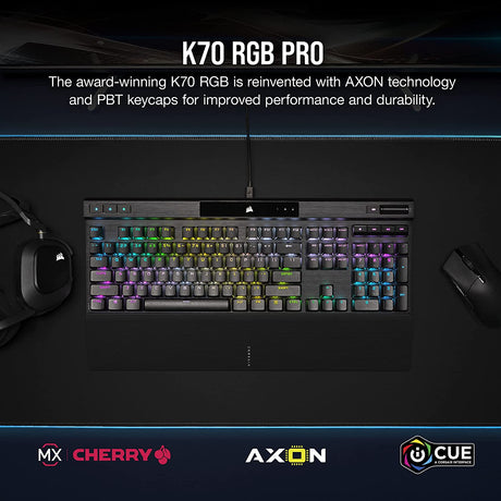 Corsair K70 RGB PRO Wired Mechanical Gaming Keyboard (CHERRY MX RGB Speed Switches: Linear and Rapid, 8,000Hz Hyper-Polling, PBT DOUBLE-SHOT PRO Keycaps, Soft-Touch Palm Rest) QWERTY, NA - Black RGB PRO (2022) MX SPEED- Fast