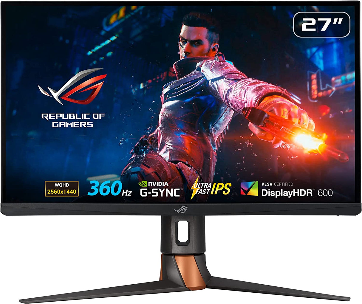 ASUS ROG Swift 360Hz 27” 1440P HDR Gaming Monitor (PG27AQN) - QHD (2560 x 1440), Fast IPS, 1ms, G-SYNC, Eye Care, HDMI, DisplayPort, USB, Ergonomic Design, VESA Wall Mountable, HDR10, DisplayHDR600