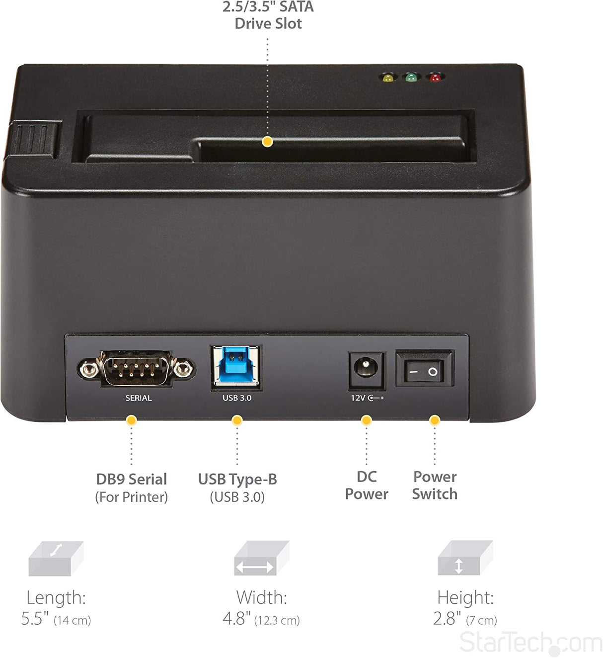 StarTech.com Single Bay Hard Drive Eraser, Standalone HDD/SSD Sanitizer, USB 3.0 to SATA II (3 Gbps), 9 Erase Modes, LCD Display, Secure Erase, Hard Disk Sanitizer, DB-9 Printer Port, TAA (SDOCK1EU3P) No 4kn support
