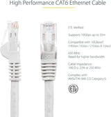 StarTech.com 25ft CAT6 Ethernet Cable - White CAT 6 Gigabit Ethernet Wire -650MHz 100W PoE RJ45 UTP Category 6 Network/Patch Cord Snagless w/Strain Relief Fluke Tested UL/TIA Certified (N6PATCH25WH) White 25 ft / 7.6 m 1 Pack