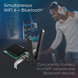TRENDnet AX3000 Wireless Dual Band &amp; Bluetooth 5.2 Class 2 PCIe Adapter, 2401 Mbps Wireless AX, 600 Mbps Wireless N Bands, Support Windows 10, Supports Up to WPA3 WiFi Connectivity,Black,TEW-907ECH