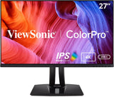 ViewSonic VP2756-4K 27 Inch Premium IPS 4K Ergonomic Monitor with Ultra-Thin Bezels, Color Accuracy, Pantone Validated, HDMI, DisplayPort and USB Type C for Professional Home and Office