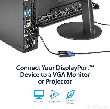 StarTech.com DisplayPort to VGA Adapter - Active DP to VGA Converter - 1080p Video - DP/DP++ Source to VGA Monitor Cable Adapter - DP to VGA Adapter Dongle Digital to Analog - DP 1.2 to VGA (DP2VGA3) 1 Pack