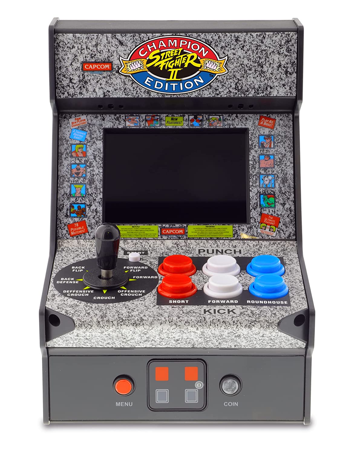 My Arcade Street Fighter 2 Champion Edition Micro Player-Fully Playable, Includes CO/VS Link for Multiplayer Action, 7.5 Inch Collectible, Full Color Display, Battery or Micro USB Powered