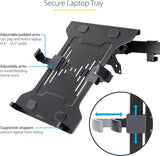 StarTech.com Laptop Arm Mounting Tray, 2" x 16.5" x 11", Black