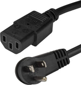 StarTech.com Power Cord - 15 ft / 4.5m - NEMA 5-15P to C13 - Right Angle - Computer Power Cord - Power Cable - Power Supply Cord, Black 15 ft/4.5 m